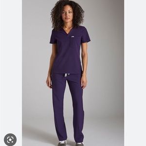 Catarina One-pocket Scrub Top and Yola Skinny Scrub Pants set DARK PURPLE